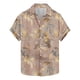 thumbnail image 1 of Camisas de Manga Corta de los Hombres Casual Hoja Impresión Solapa Superior, Mezcla de Poliéster/Spandex de la Moda para la Fiesta Y la Playa, 1 of 5