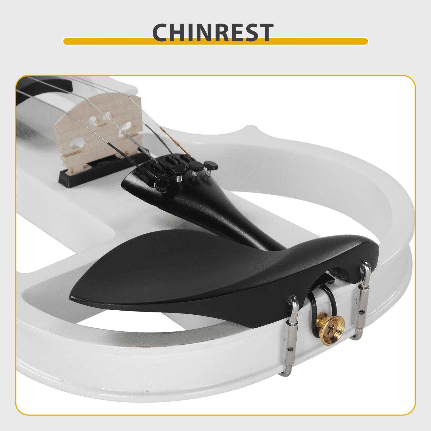 Hassch Electric Violin 4/4, Full Size Silent Violin Set for Adults Beginner, Fiddle with Case, Bow, Rosin, Headphones and Connecting Line, White