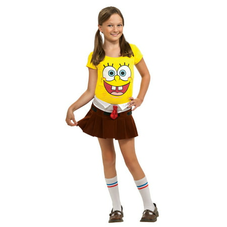 Nickelodeon Girls Spongebabe Costume Spongebob Shirt & Skirt M (8-10)