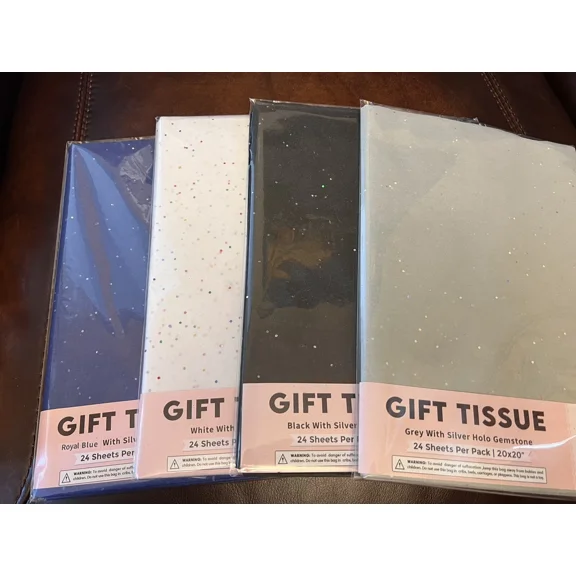 4 Packs Bundle! Glitter Tissue Paper For Gifts, Holidays, 20”*20”