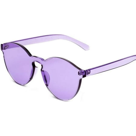 Colorful Transparent Round Retro Women's Fashion Designer Sunglasses Plastic Frame Purple Lens OWL