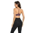 thumbnail image 3 of OSOLU Womens Y Back Sports Bra Padded Racerback Low Impact Spaghetti Thin Strap Workout Yoga Bra Workout Sports High Support Comfortable Bralettes Purple M, 3 of 4