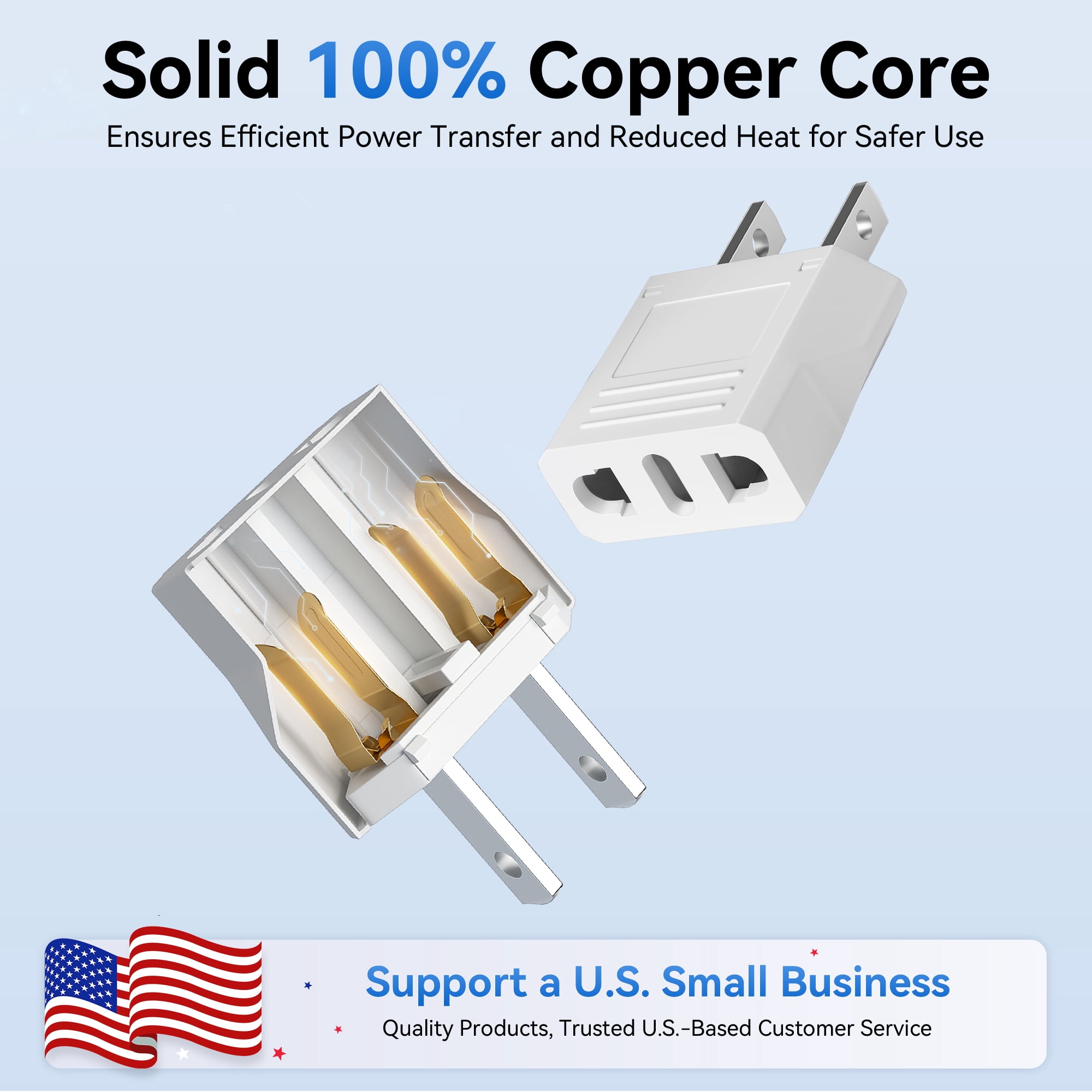 Unidapt EU to US Plug Adapter 2-Pack ? European to American Power Converter for Travel, Home & Office