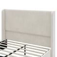 thumbnail image 4 of MAYEERTY King Corduroy Bed Frame Vertical Stripe Wingback Headboard for Bedroom Light Grey, 4 of 8