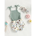 thumbnail image 3 of Coduop Toddler Baby Girl Strap Tank Romper Top Print Shorts Summer Outfit 3PCS, 3 of 9