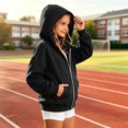 thumbnail image 6 of Girls Zip Up Hoodie Fleece Sweatshirt Jackets with Pocket Full-Zip,Hooded Design,Long Sleeve,Solid Color,Casual Jacket,Fall Winter,Back to School Wear, 6 of 7