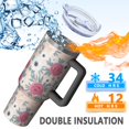 thumbnail image 5 of 40oz Pioneer Flower Floral Print Pattern Insulated Tumbler with Handle, BPA-Free Leak Proof Lid and Straws, Double Wall Vacuum, Hot 12h/Cold 34h, 5 of 6