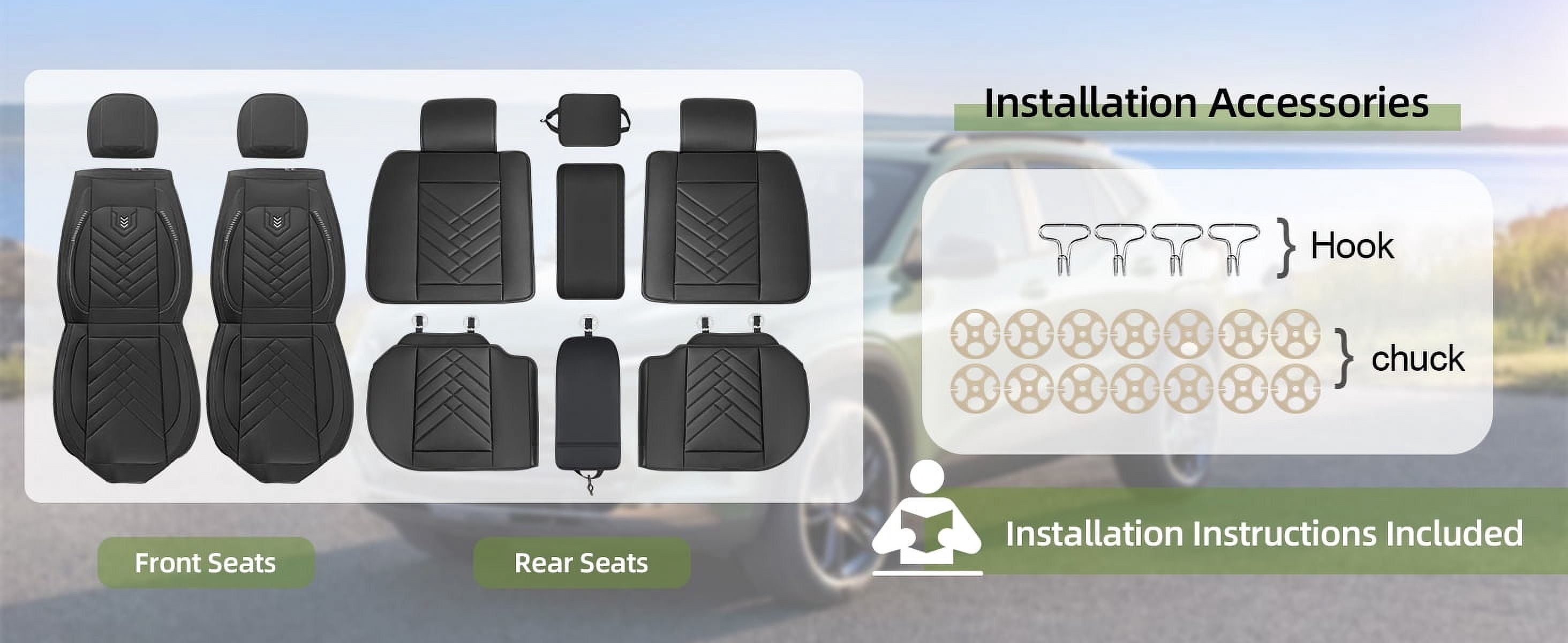 LAONNVIR Car Seat Covers Fit for Nissan Maxima 2011-2023 Full Set Leather Seat Cushion Waterproof Automotive Seat Protectors Black,5 Seats