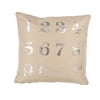 20" Natural and Silver Number Pattern Square Decorative Throw Pillow