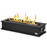 Propane Fire Pit Table with Stainless Steel Burner and Decorative Fire Glass Beads - 28 Inch Rectangular Tabletop Gas Fireplace (Side Connected)