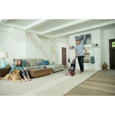 Hoover - Power Scrub Deluxe Corded Carpet Upright Deep Cleaner - Red