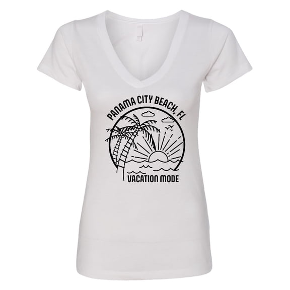 Inktastic Summer Vacation Mode Panama City Beach Florida Women's V-Neck T-Shirt