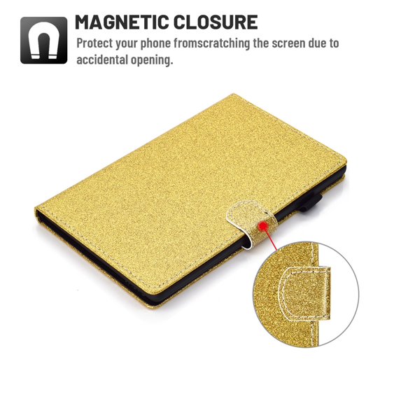Dteck Lenovo Tab M10 HD 2nd Gen Case 10.1 Inch 2020 (Model: TB-X306F TB-X306X), Glitter PU Leather Stand Folio Case Auto Wake Sleep Cover w/ Stylus Holder for Lenovo Tab M10 HD 10.1",Gold
