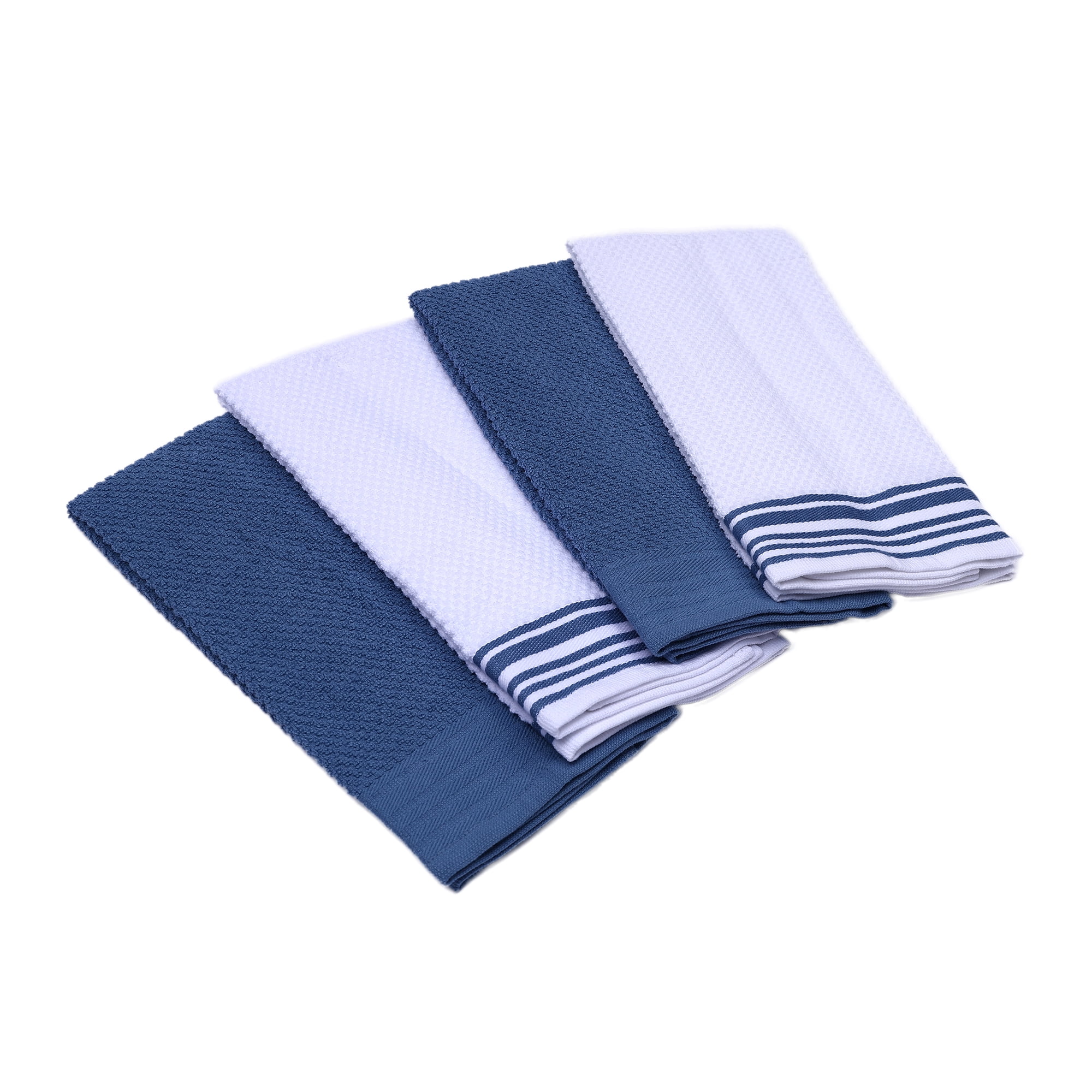 Mainstays 4-Pack 16”x26” Woven Kitchen Towel Set, Blue Corduroy
