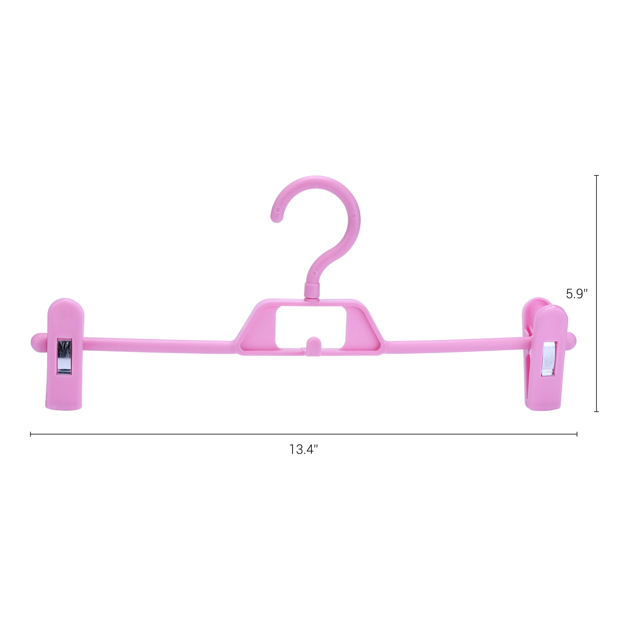 Unique Bargains Plastic Non-Slip Hangers Clothes Hangers with Pinch Clips 10 Packs Pink