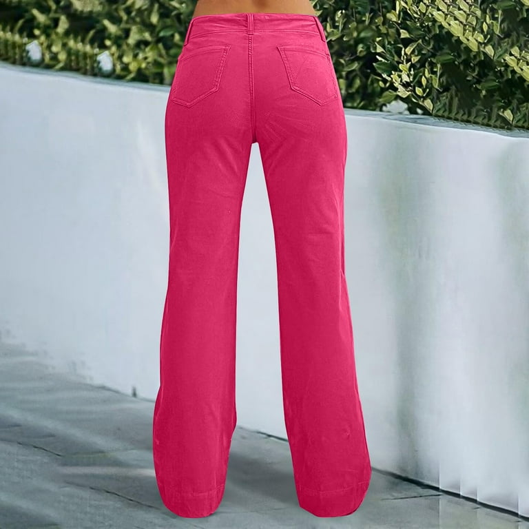 Difdany Flare Pants for Women Mid Waist Dress Flare Straight Leg