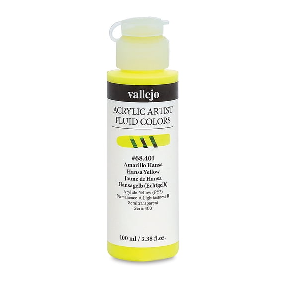 Vallejo Fluid Acrylic - Hansa Yellow, 100 ml