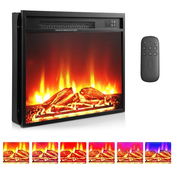 22.83" Recessed Electric Fireplace, 1500W Heater with Remote, 3D Flame Effect