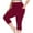 Wine, variant on lmcalzta Plus Size Capris Pants for Women High Waist Stretch Quick Drying Legging Workout Yoga Trousers