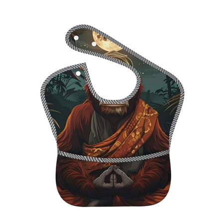 

Bingfone Mess-Proof Baby Bib - Waterproof Bib for Baby Boy or Girl with Food Catcher Pocket Unisex-Banana Leaf Meditating Gorilla