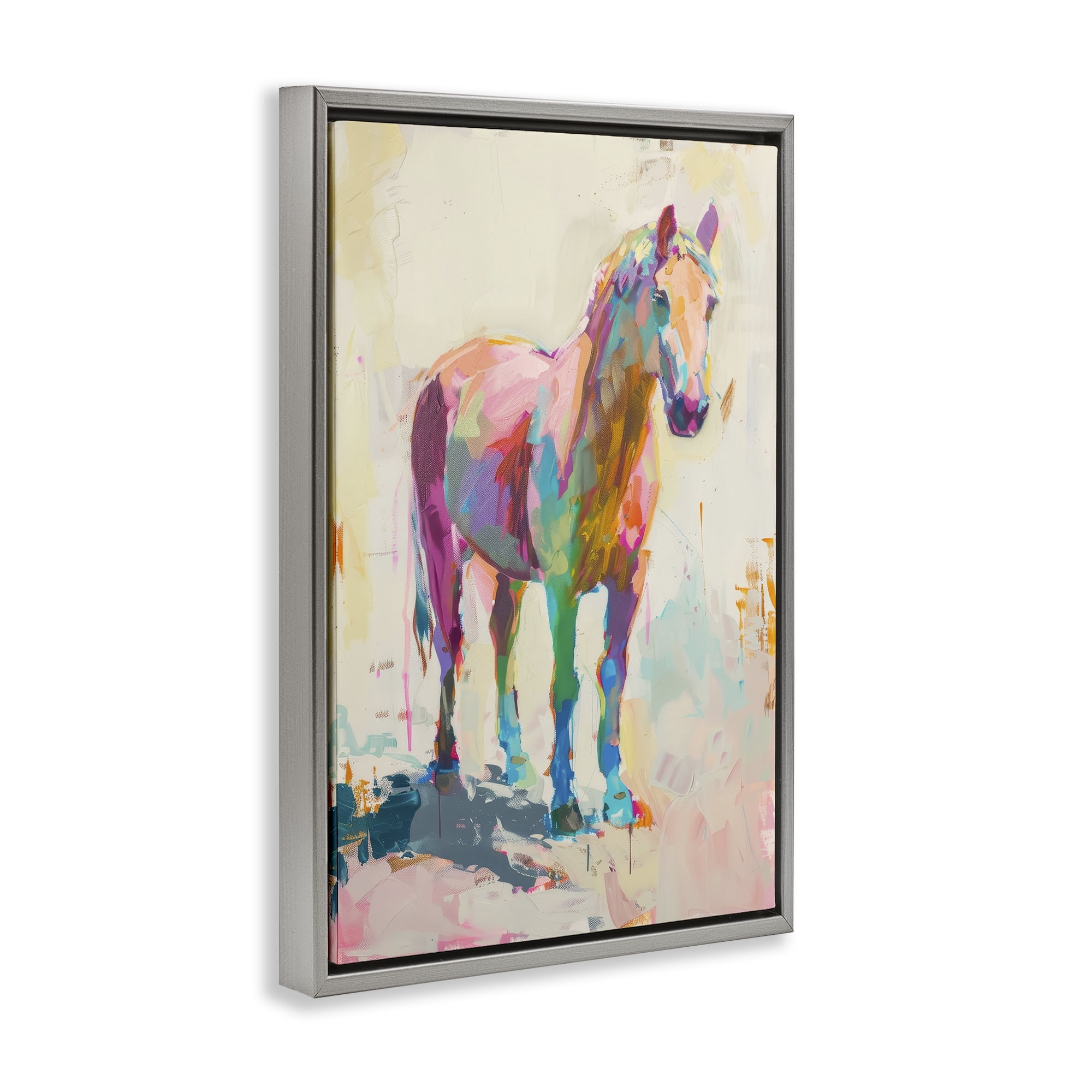 Stupell Industries Sunset Hued Horse Animals Painting Gray Floater Framed Canvas Art Print Wall Art, 21 x 31