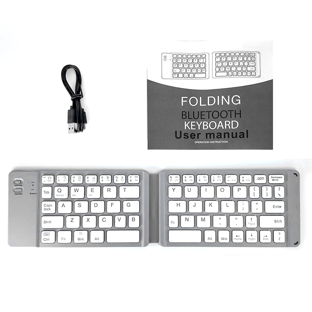 Tablets + eCostConnection Microfiber Cloth Laptops Android Grey Foldable Wireless Keyboard for Computers Samsung iPhone iPads Smartphones