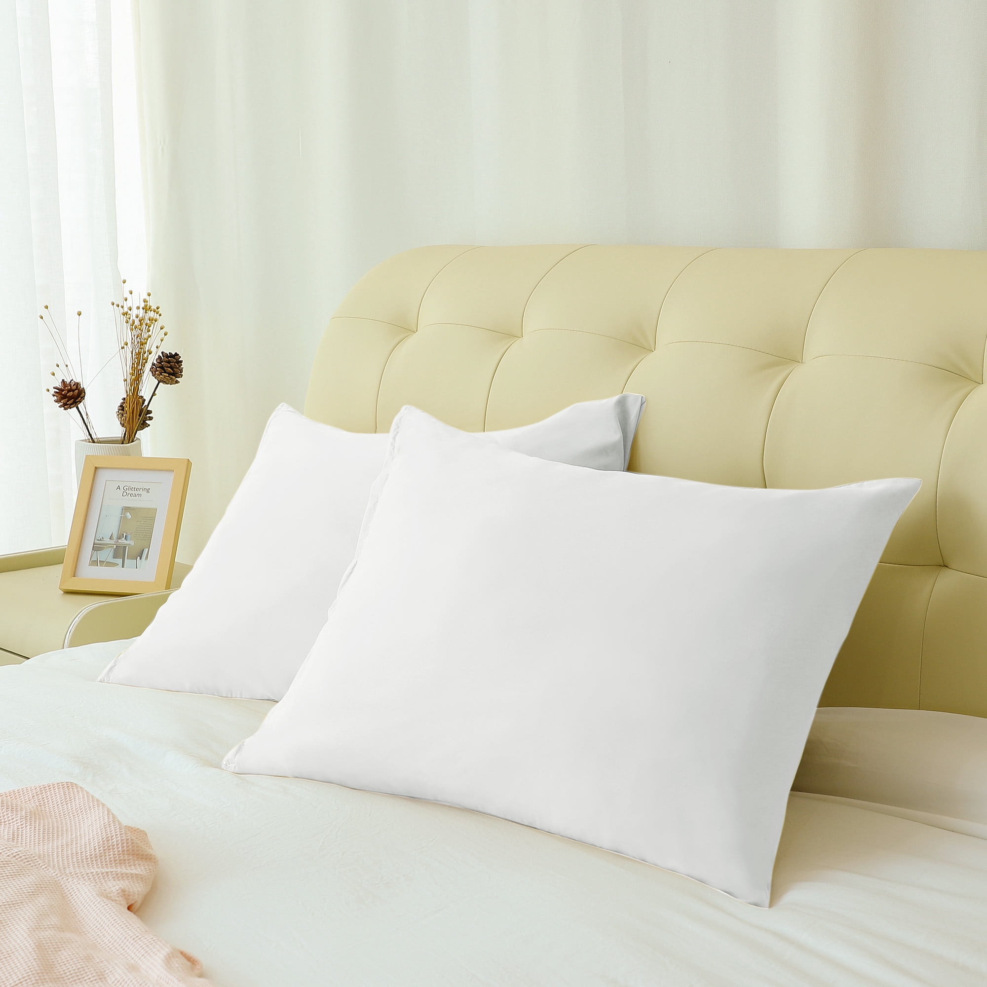Unique Bargains 2-Piece 1800D Microfiber Solid Pillowcases White Travel