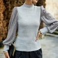 thumbnail image 4 of EHQJNJ Christmas Sweaters Women's Autumn Winter Half Turtleneck Long Sleeve Sequin Patchwork Knit Top,Grey, 4 of 5