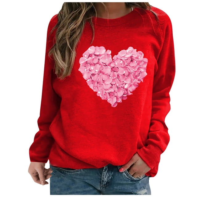 Chandails à Capuchon Graphiques pour Femmes Col Rond Manches Longues Imprimé Décontracté Ample Chandail Molletonné T-Shirt Blouse Hauts d'Automne