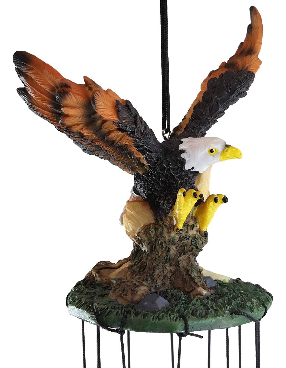 Ebros Colorful American Bald Eagle Spreading Out Its Wings Relaxing Wind Chime