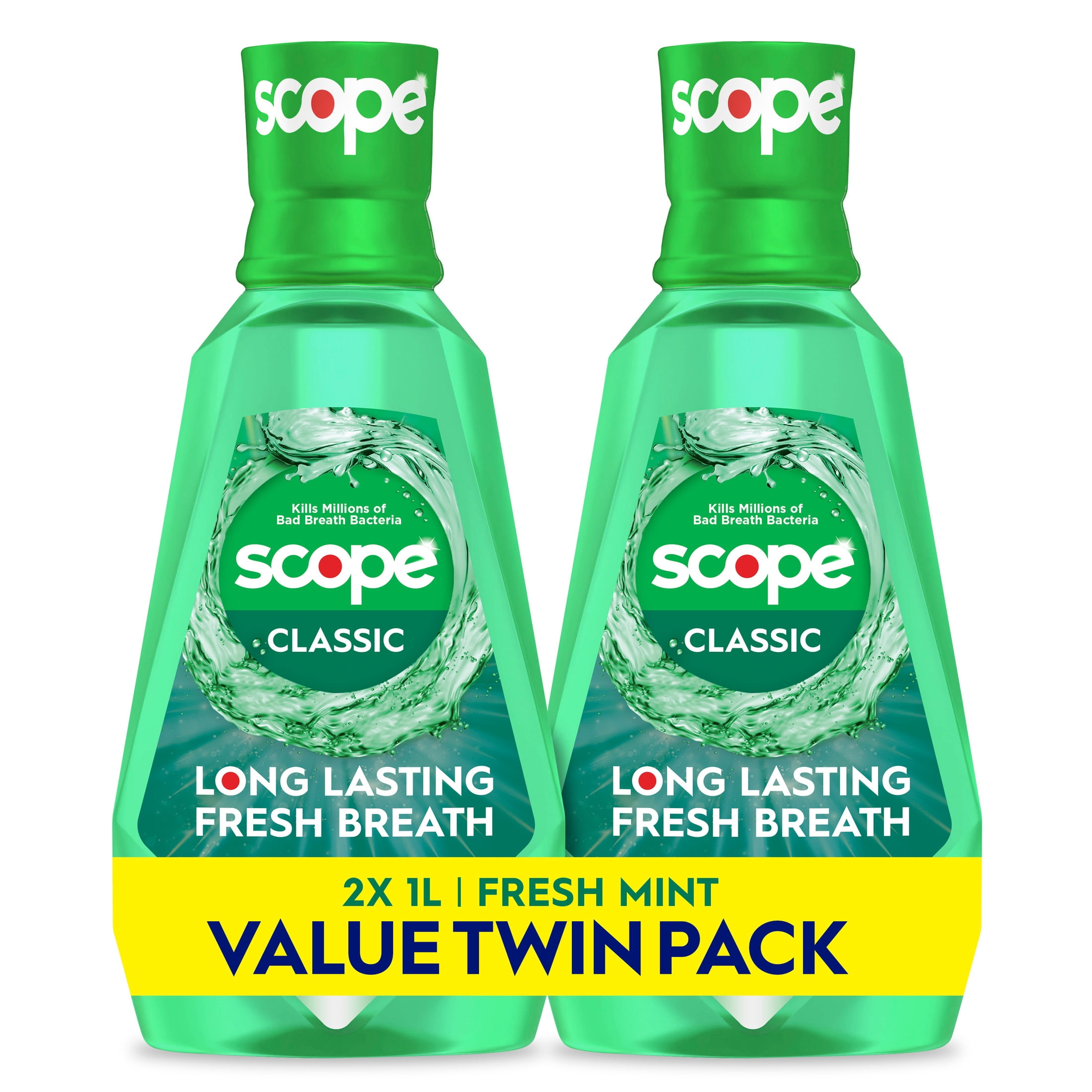 (3 pack) Scope Mouthwash, Classic, Fresh Mint, 1L, pack of 2