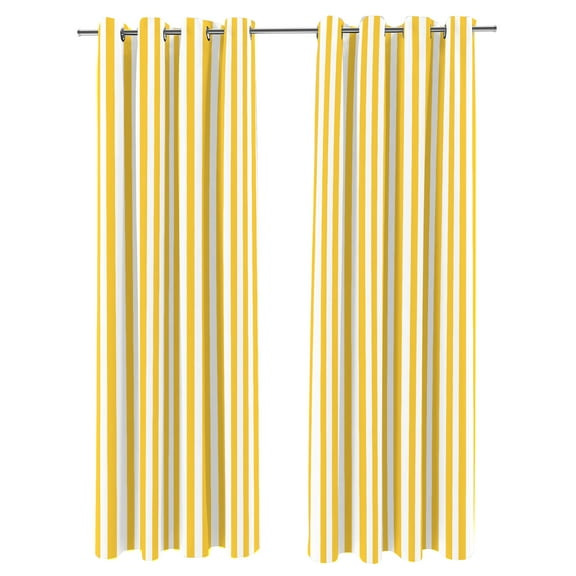 Jordan Manufacturing 54" x 84" Yellow Stripe Grommet Semi-Sheer Outdoor Curtain Panels (2-Pack)
