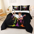 thumbnail image 3 of Erosebridal Watercolor Ice Cream Football Kids Queen Comforter Set,Soccer Sport Games Ball Lover Bedding Comforter Set,Reversible Black 3pcs, 3 of 7