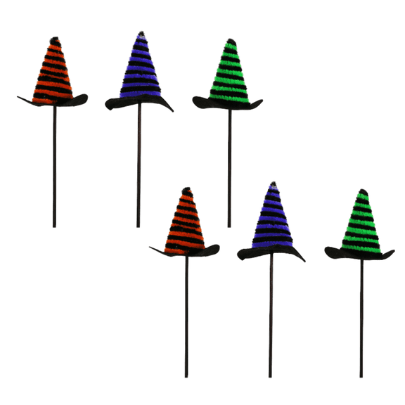 Crafter's Square Halloween Witch Hat Picks, 3-ct. Packs Perfect Halloween Decor Indoor and Outdoor - Pack of 2