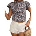 thumbnail image 3 of STARVNC Women Floral Print Mock Neck Tiered Ruffle Sleeve Blouse, 3 of 7