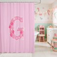 thumbnail image 2 of Manfei Initial Waterproof Shower Curtain 72Wx72L Christmas Bathroom Curtain, Pink T, 2 of 5