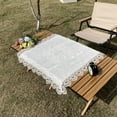thumbnail image 3 of White Lace Embroidered Soft Tablecloth Nightstand Scarves Wedding Banquet Home Decoration,Square, 3 of 9
