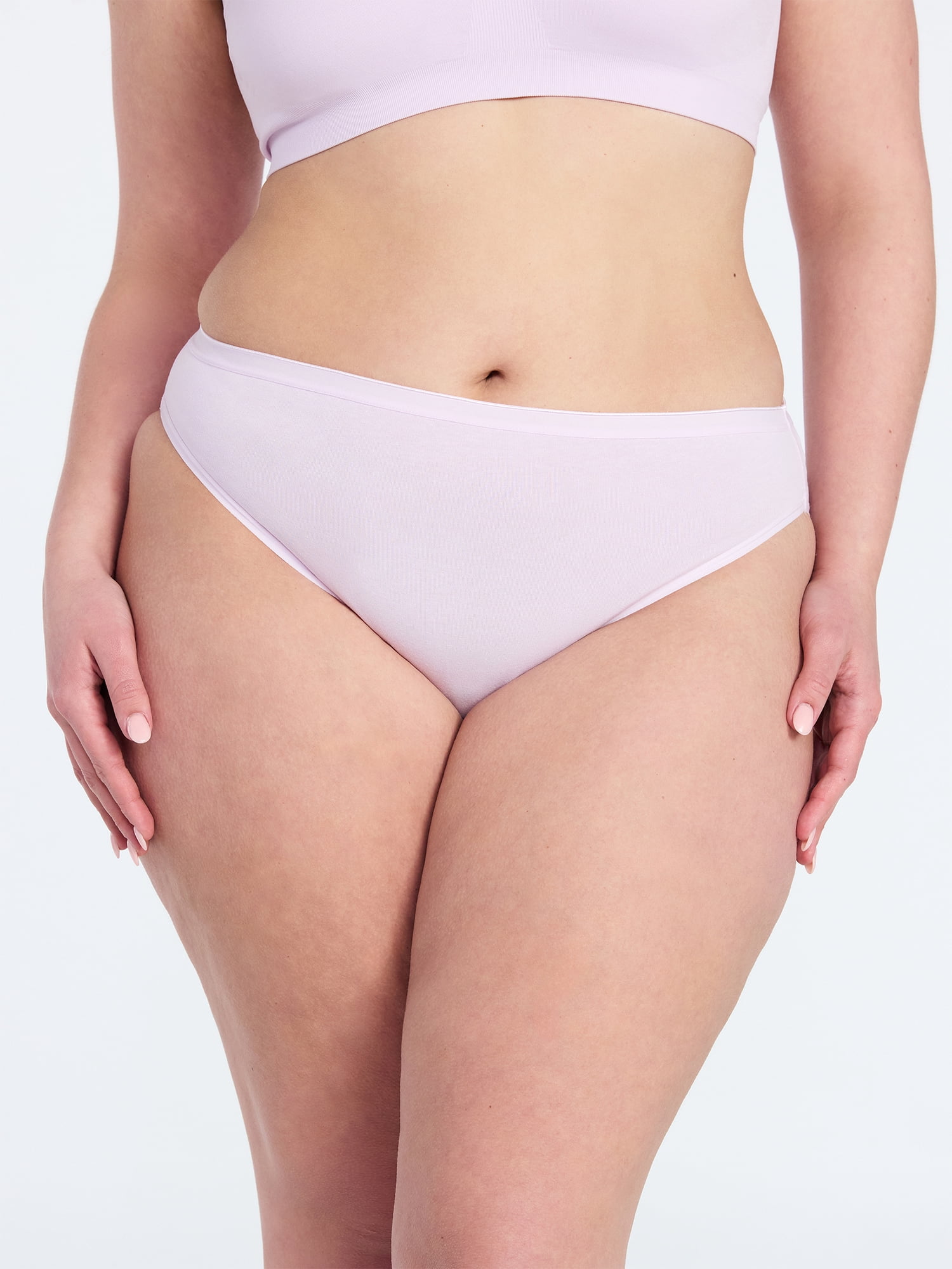 Joyspun Women's Cotton-Blend Hi-Cut Bikini Panties, 6-Pack, Sizes S-XXXL