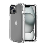 onn Rugged Phone Case with Holster for iPhone 15 Plus / iPhone 14 Plus - Clear