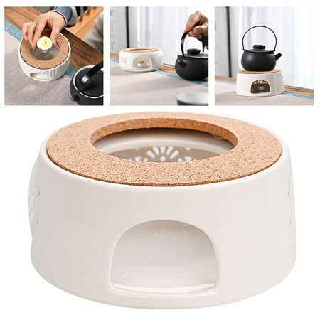 

Round Teapot Warmer Elegant Tea Heater Warming Base With Cork Collar Grip