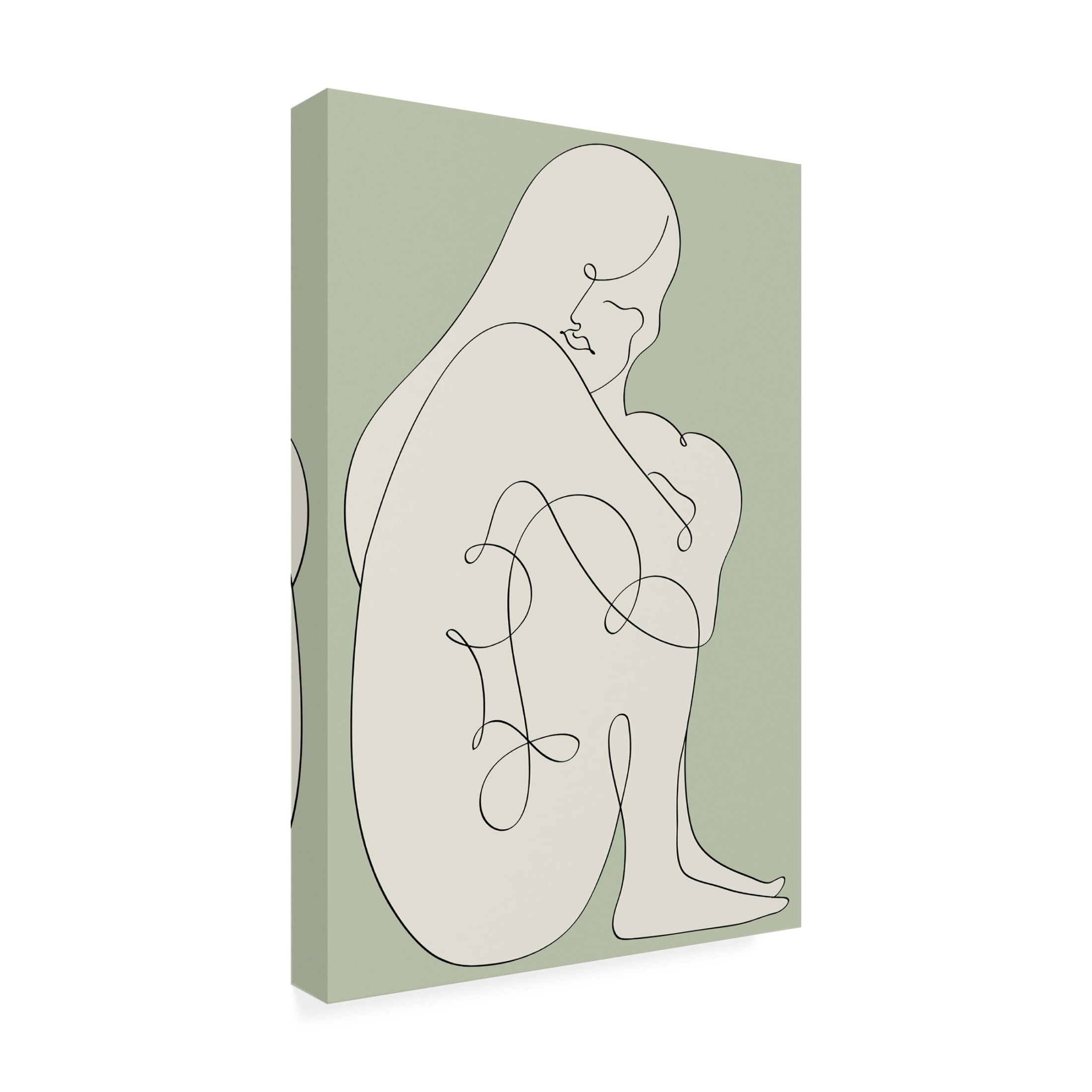 Canvas Wall Art - Pictufy Studio II 'Sitting Woman Green' Wall Art for Living Room, Bedroom, or Office Décor by Trademark Fine Art - 12 x 19 Inches