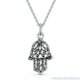 thumbnail image 2 of Hamsa Hand Evil Eye Charm Pendant & Chain Necklace in Antique-Style .925 Sterling Silver, 2 of 2