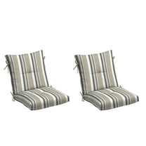 ARDEN earthFIBER Plush Modern Tufted Polyfill Dining Chair Cushion, Set of 2, 21 x 40, Water repellent, Fade Resistant, Taupe Grey Boardwalk Stripe