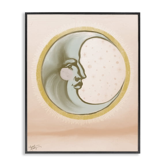 Stupell Industries Scandinavian Moon Face in Circle Black Framed Giclee Art, 11 x 14, by Elizabeth Medley
