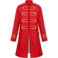 thumbnail image 2 of IROINNID Men's Long Sleeve Stand Collar Mid-Long Coat Solid Color Comfy Halloween Stand-up Collar Multicolor Performance Costume Retro Uniform Jacket, 2 of 2