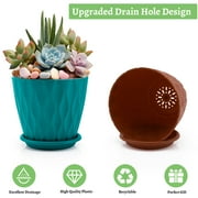 FOUKUS 6 inch Plastic Plant Pots: 5 Pack Indoor Planters with Drainage and Tray Outdoor Flower Pots, Multicolor