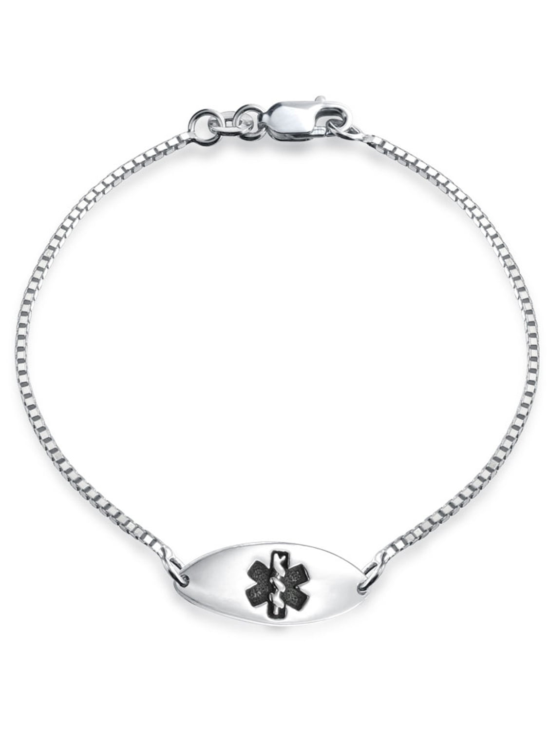 Delicate Thin Oval Shape Medical Identification Doctors Engravable Medical Alert ID Bracelet for