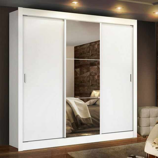 Ropero Closet Madesa Lyon Plus 3 Puertas 1 Con Espejos Blanco