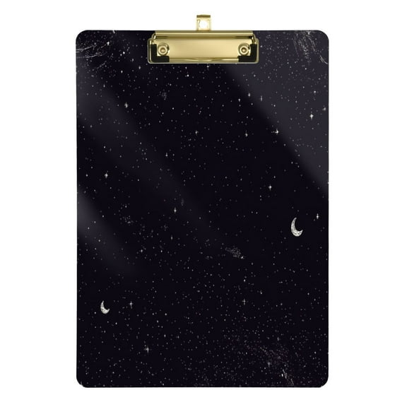 Night Sky Stars Moons 12.5x9in Clipboard, Durable Acrylic with Metal Clip and Wall Hook for Office or Classroom