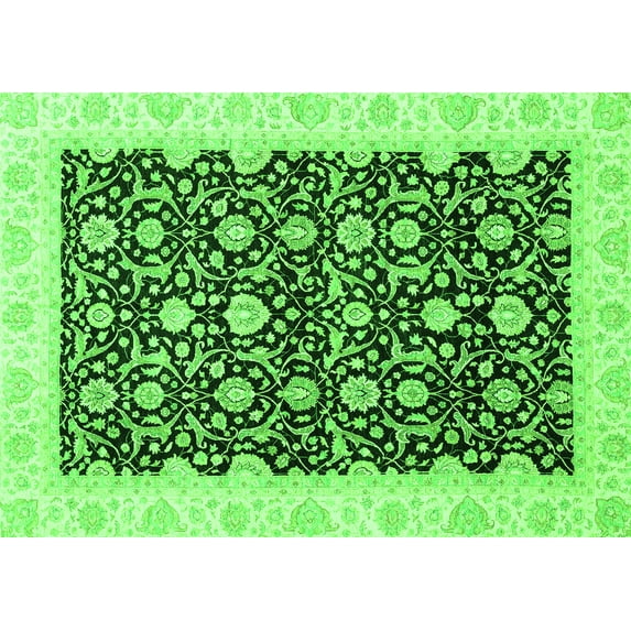Ahgly Company Indoor Rectangle Oriental Green Traditional Area Rugs, 2' x 4'